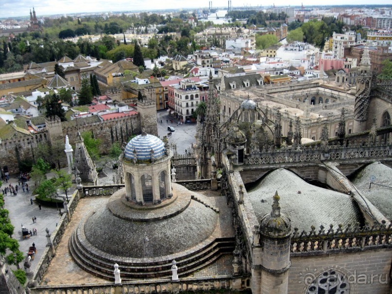 Вид на крышу Кафедрального собора с башни Хиральда