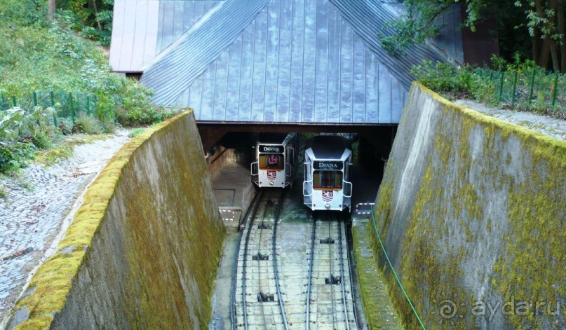 Промежуточная станция. Здесь разъезжаются два фуникулера