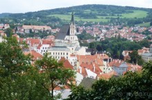 Красные черепичные крыши Ческого Крумлова.