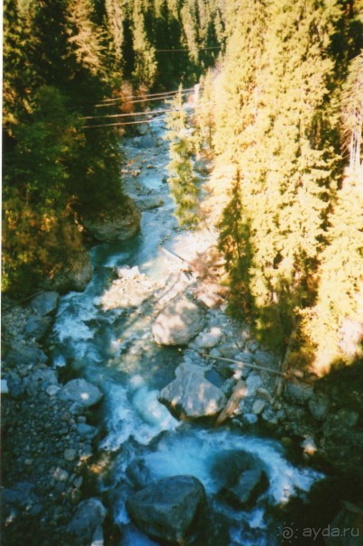 Горная река, вид с моста.