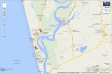  Местонахождение отеля на картах Гугл - метка с буквой А.