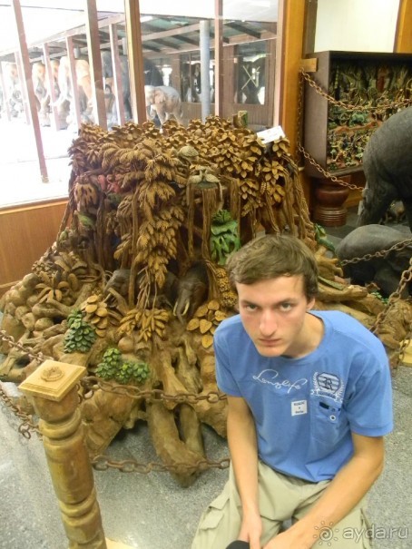 Сын на фабрике тикового дерева.