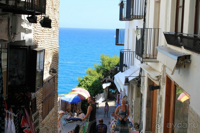 Замок заката на берегу цветов апельсинового дерева.