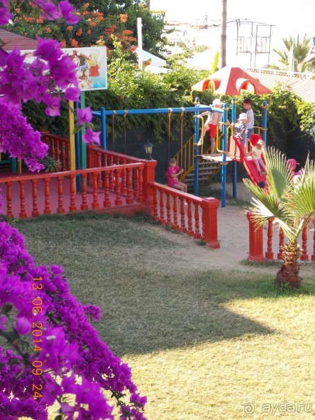 Вид с террасы на детскую площадку и мини-клуб